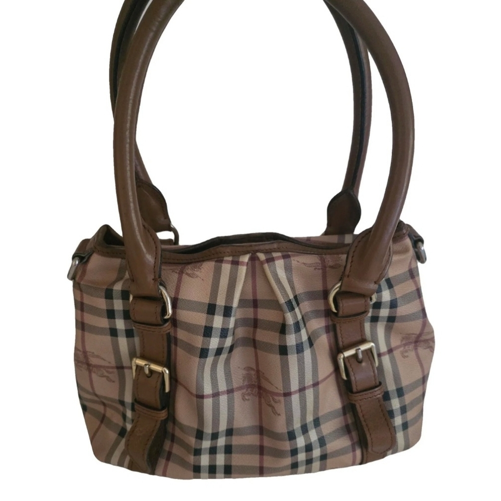 Burberry Plaid Shoulder Bag - Brown and Cream